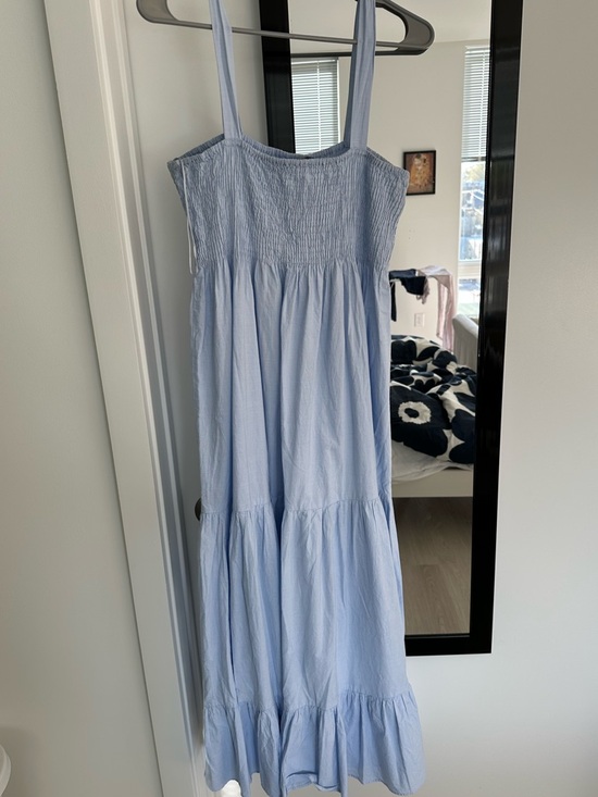 Zara smocked sleeveless maxi light blue dress size L used - Picture 4 of 4